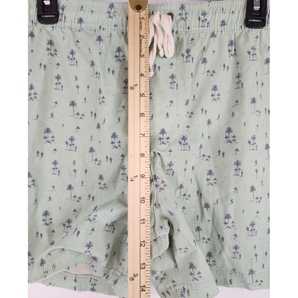 Marine Layer Shorts Mens Large Teal Beach Hawaiian Style Drawstring Swim Trunks - Picture 5 of 13